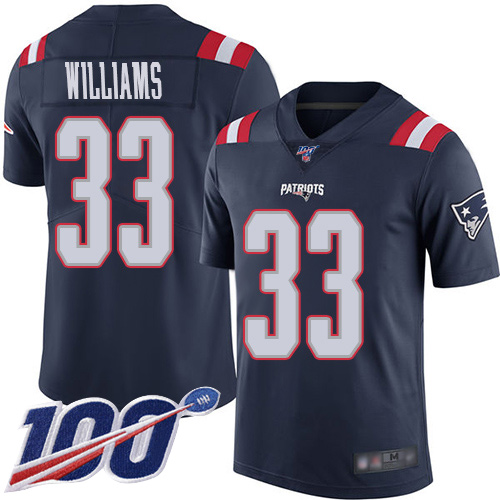 New England Patriots Football #33 100th Season Limited Navy Blue Men Joejuan Williams NFL Jersey->youth nfl jersey->Youth Jersey